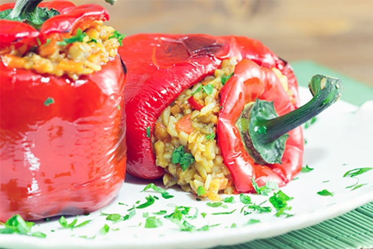 Lemon Rice Stuffed Peppers