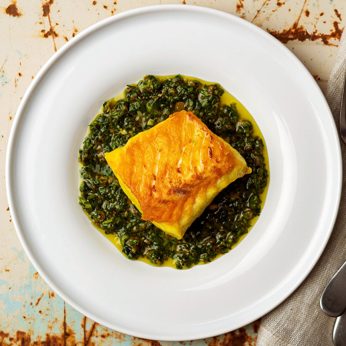 Halibut with Salsa Verde