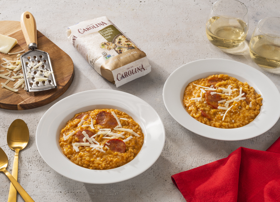Risotto de pimiento rojo y chorizo