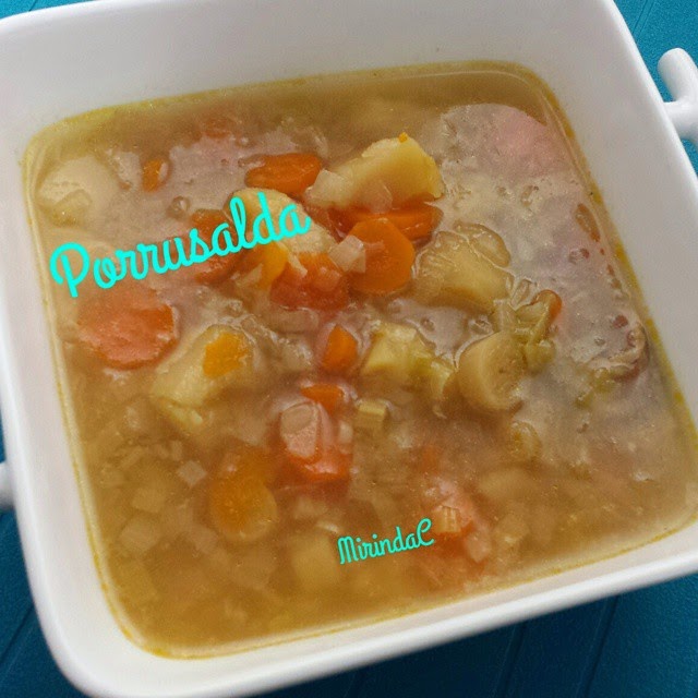 Porrusalda con jamón