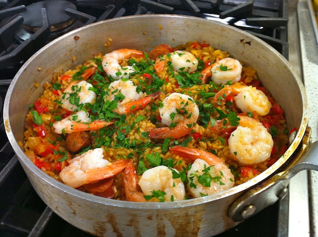 Trenette al Pesto con Camarones