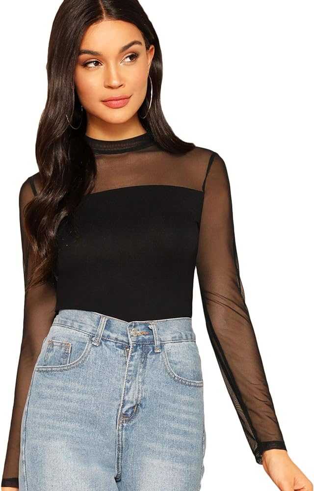 10. SweatyRocks Women's Long Sleeve Mock Neck Bodysuit