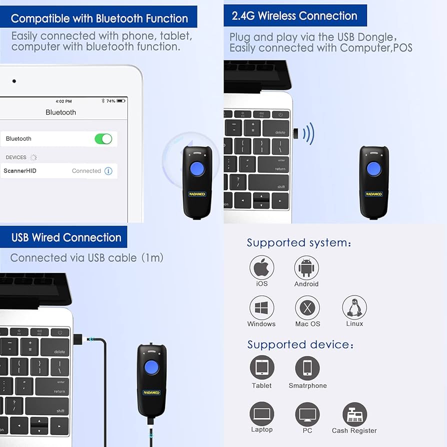 NADAMOO Wireless Barcode Scanner