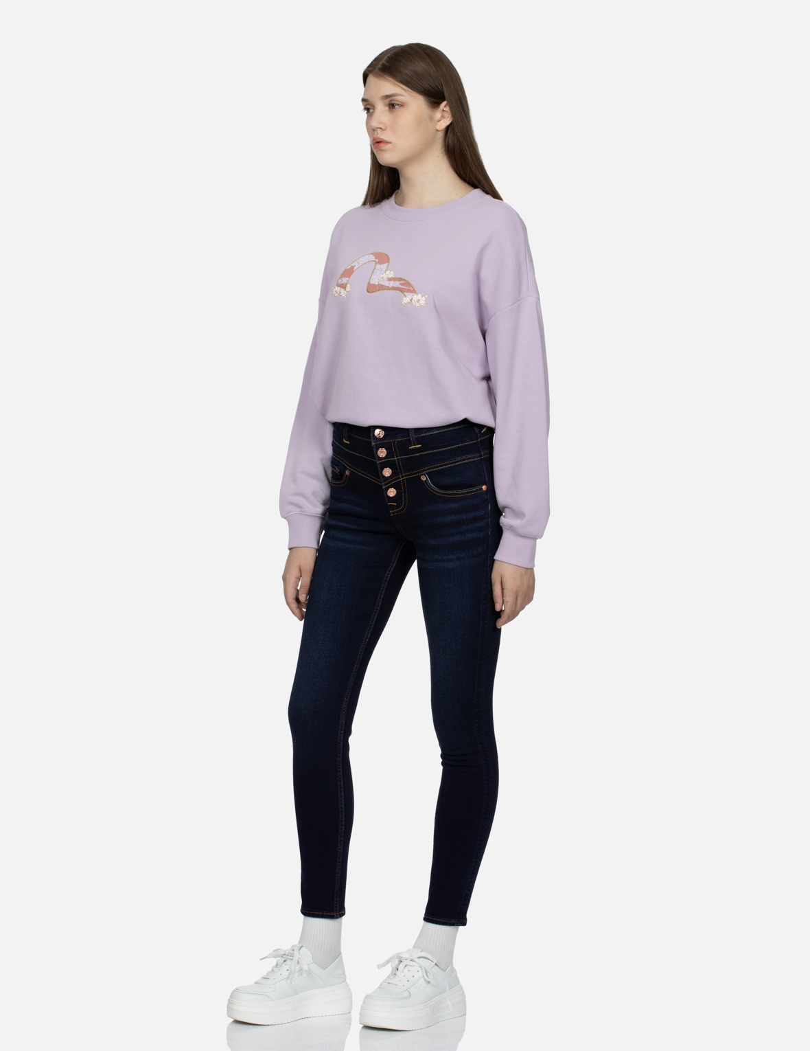 10. Evisu Women's High-Waisted Jeans