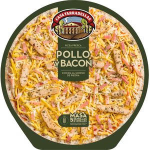 Pizza de patatas y bacon con masa de espelta