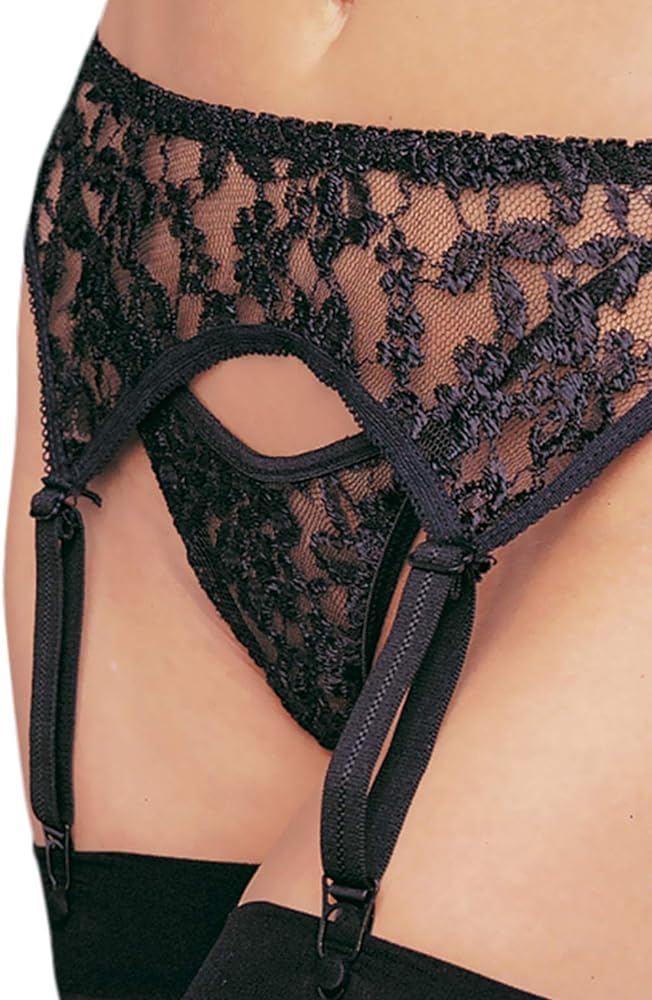 7. Leg Avenue Women's Lace Garter Belt and Thigh High Stockings Set