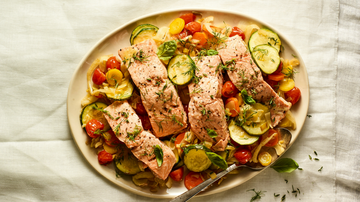 Dutch Oven Salmon and Vegetables