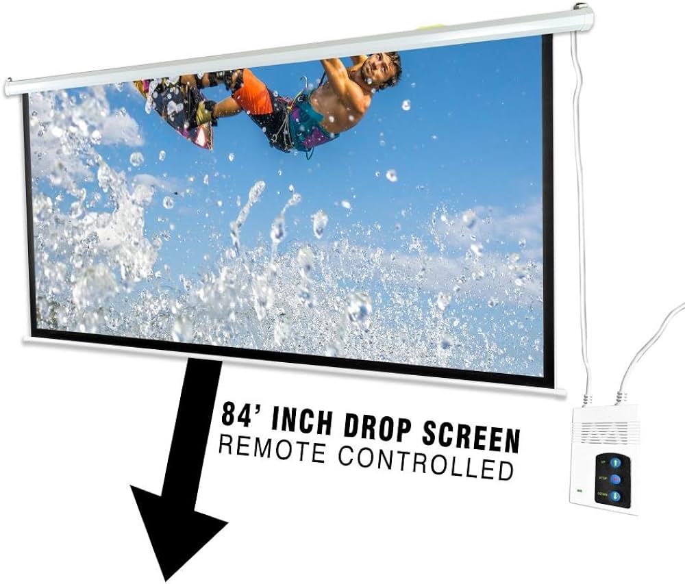 Pyle 84 inch Portable Motorized Matte White Projector Screen