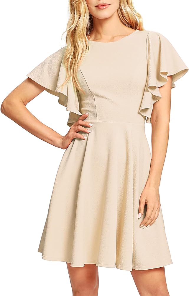 Romwe Women's Stretchy A Line Swing Flared Skater Cocktail Party Dress