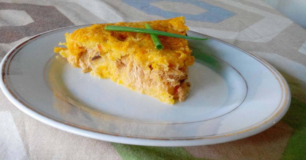 Polenta con salmón y eneldo