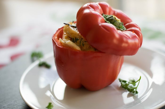 Pimientos rellenos de marisco a la mexicana