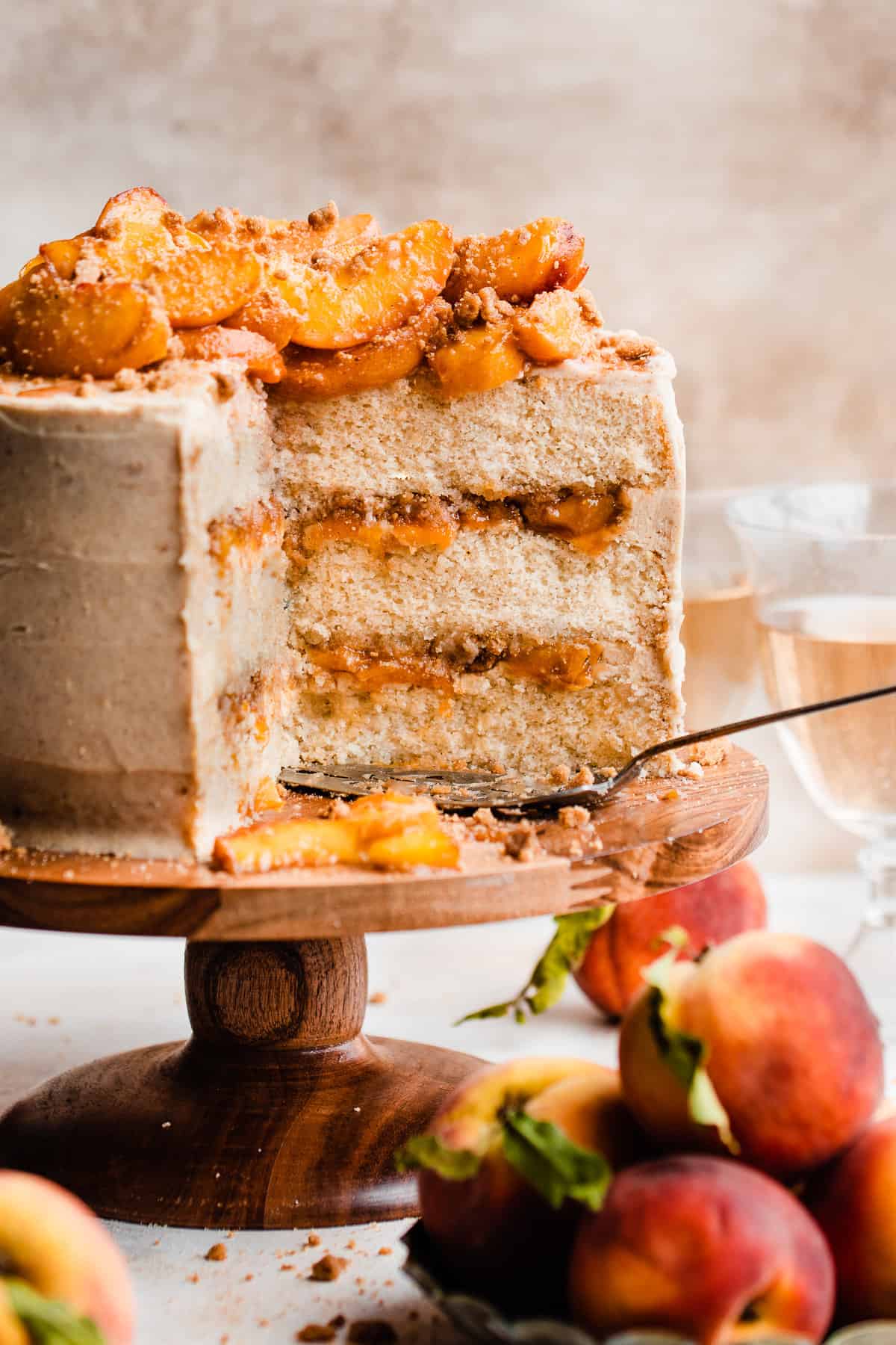 Peach Cobbler Cake with Brown Sugar