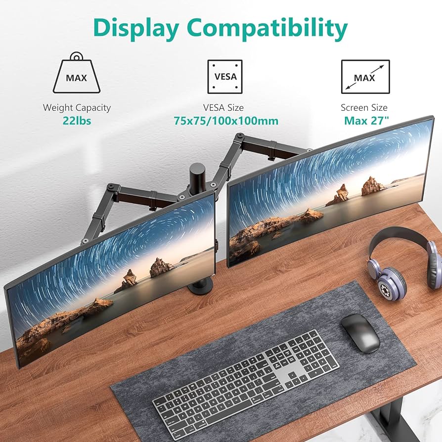 WALI Dual LCD Monitor Desk Mount Stand