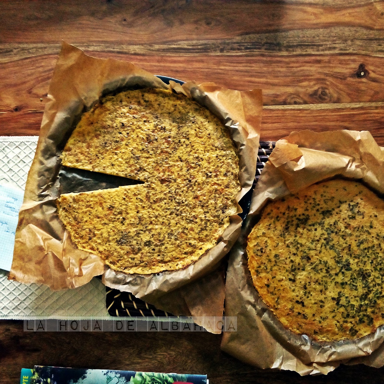 Pizza de berenjena y ricotta con masa de harina de arroz integral