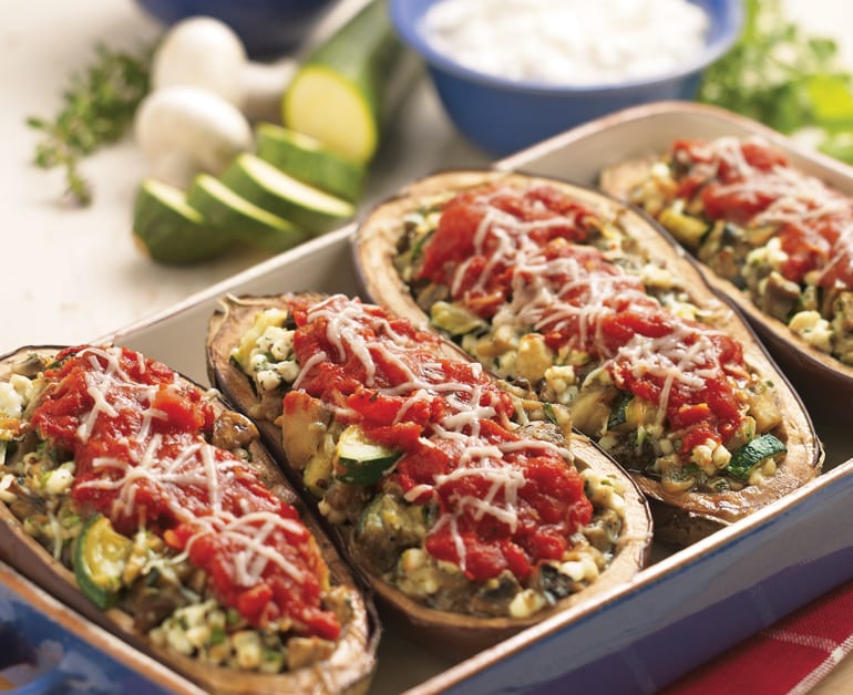 Ratatouille Stuffed Eggplant