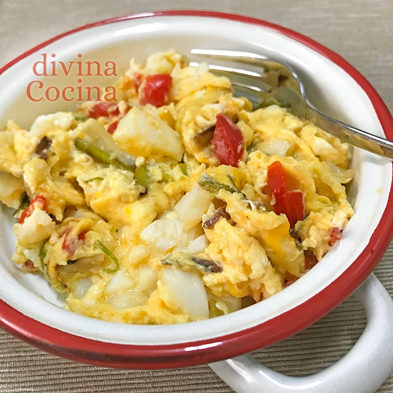 Revuelto de bacalao con pimientos