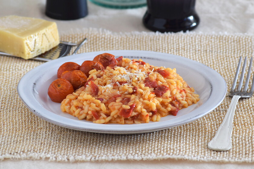 Risotto de Pimiento Rojo y Queso Parmesano