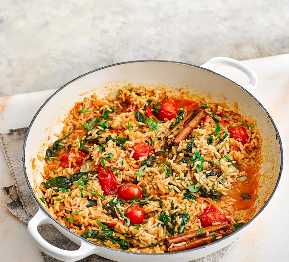 Tomato Rice with Spinach