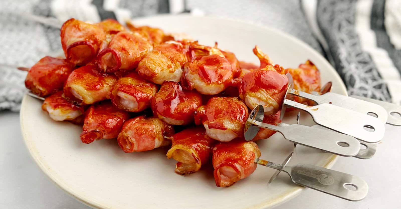 BBQ Bacon-Wrapped Shrimp Skewers