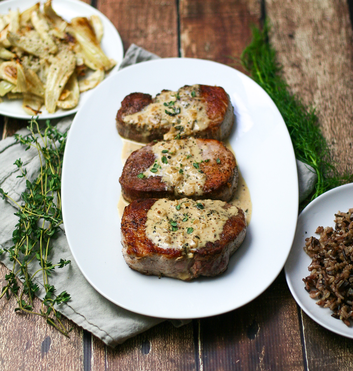 Pan-Seared Boneless Pork Chops with Mustard Sauce