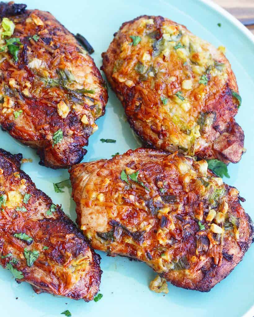 Boneless Pork Chops with Garlic Butter