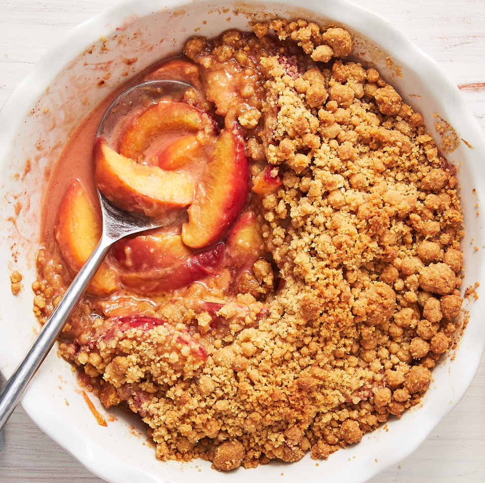 Thermomix Peach Cobbler Cake with Oatmeal Streusel Topping