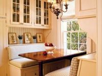 Traditional White Kitchen with Retro Diner Booth