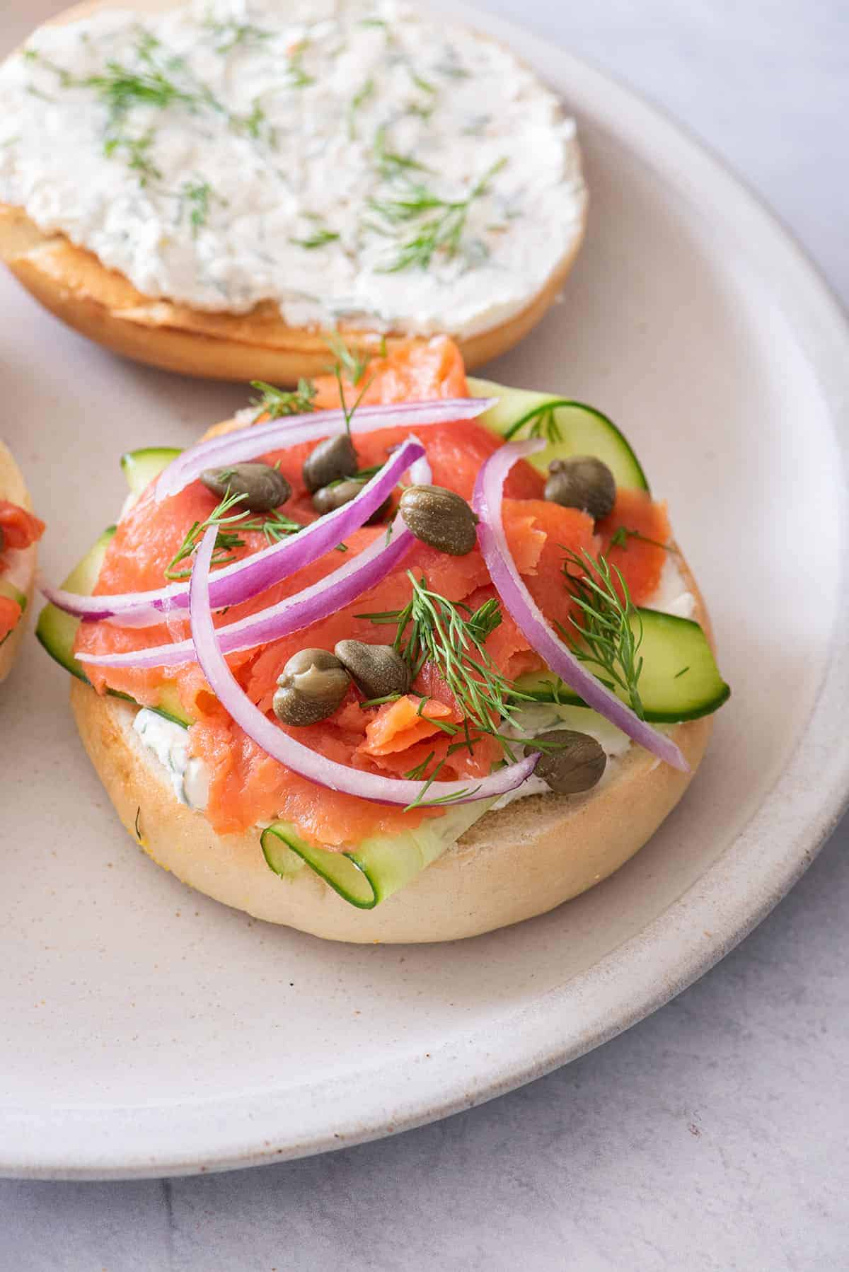 Salmon and Cream Cheese Bagel