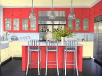 Coral and White Kitchen