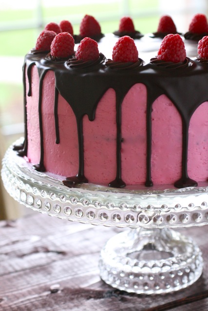 Chocolate Raspberry Truffle Cake with Chocolate Cream Frosting