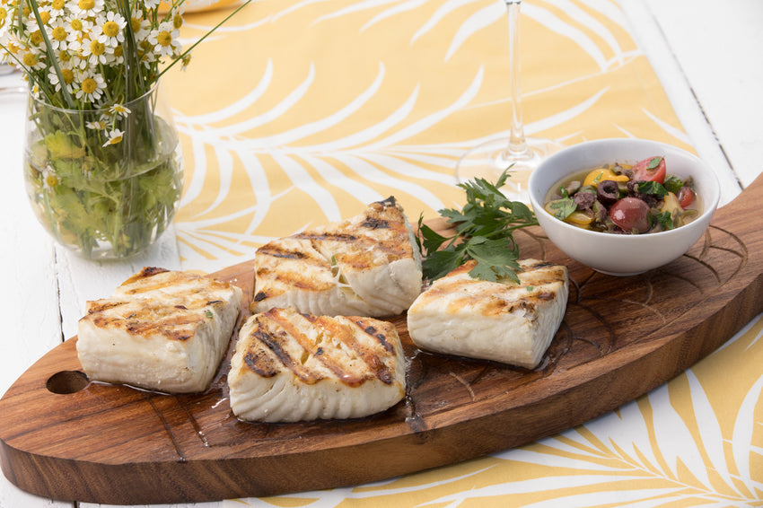 Halibut with Tomato and Olive Relish