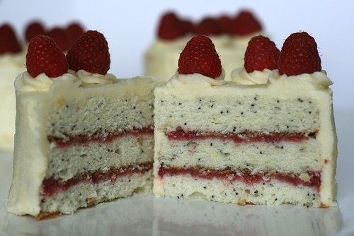 Lemon Poppy Seed Cake with Raspberry Sauce