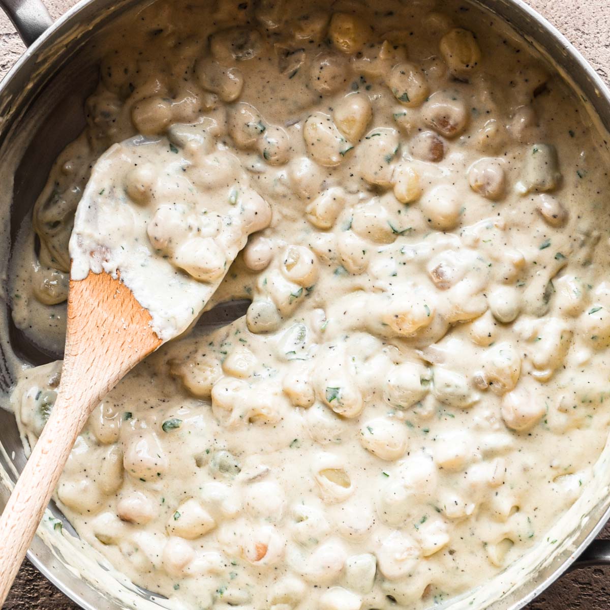 Gnocchi with Roasted Garlic Cream Sauce