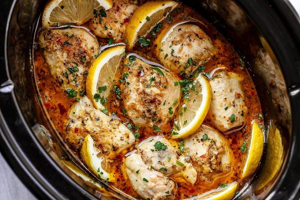 Crock Pot Lemon Garlic Chicken
