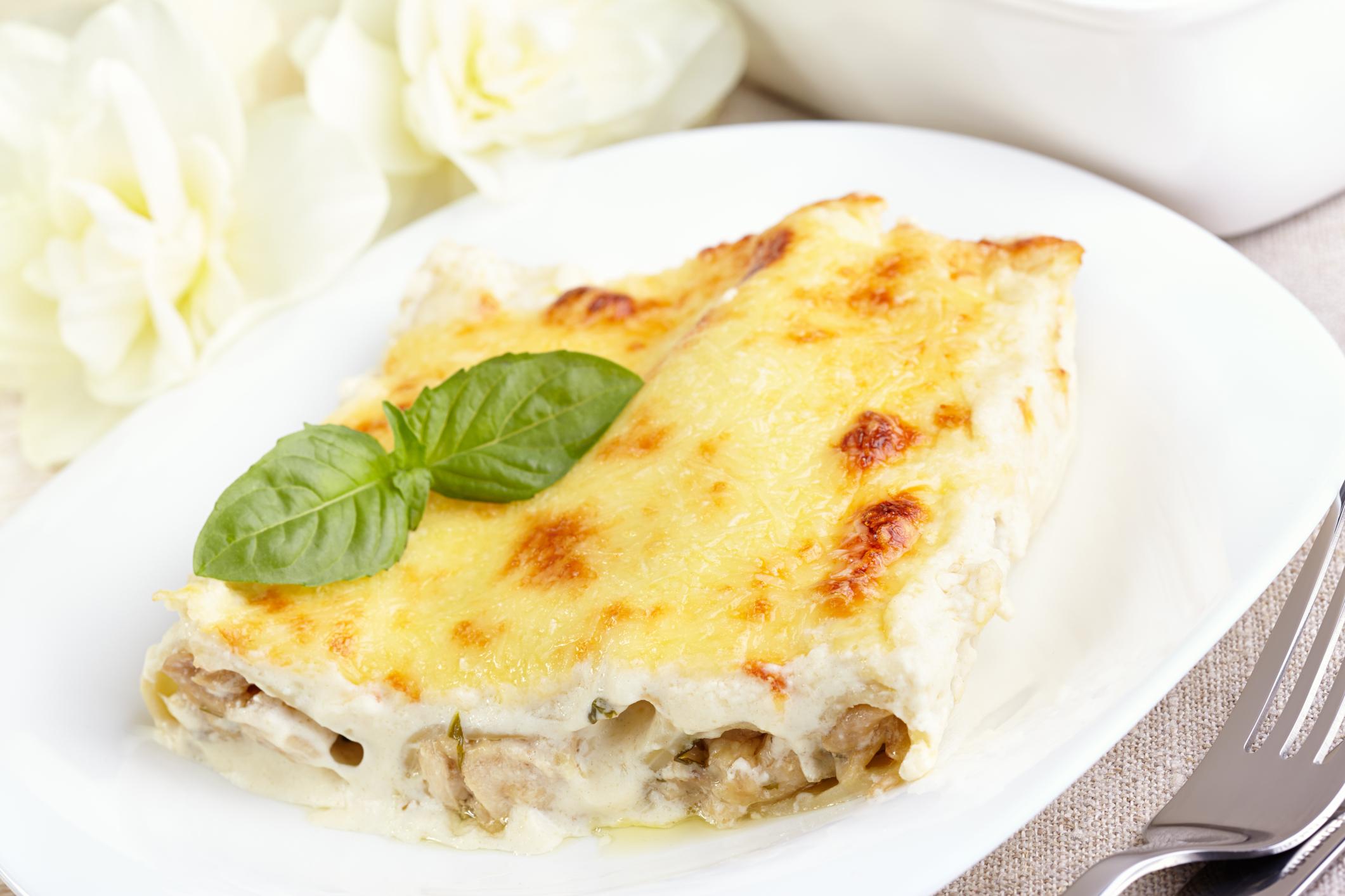 Canelones de setas y queso