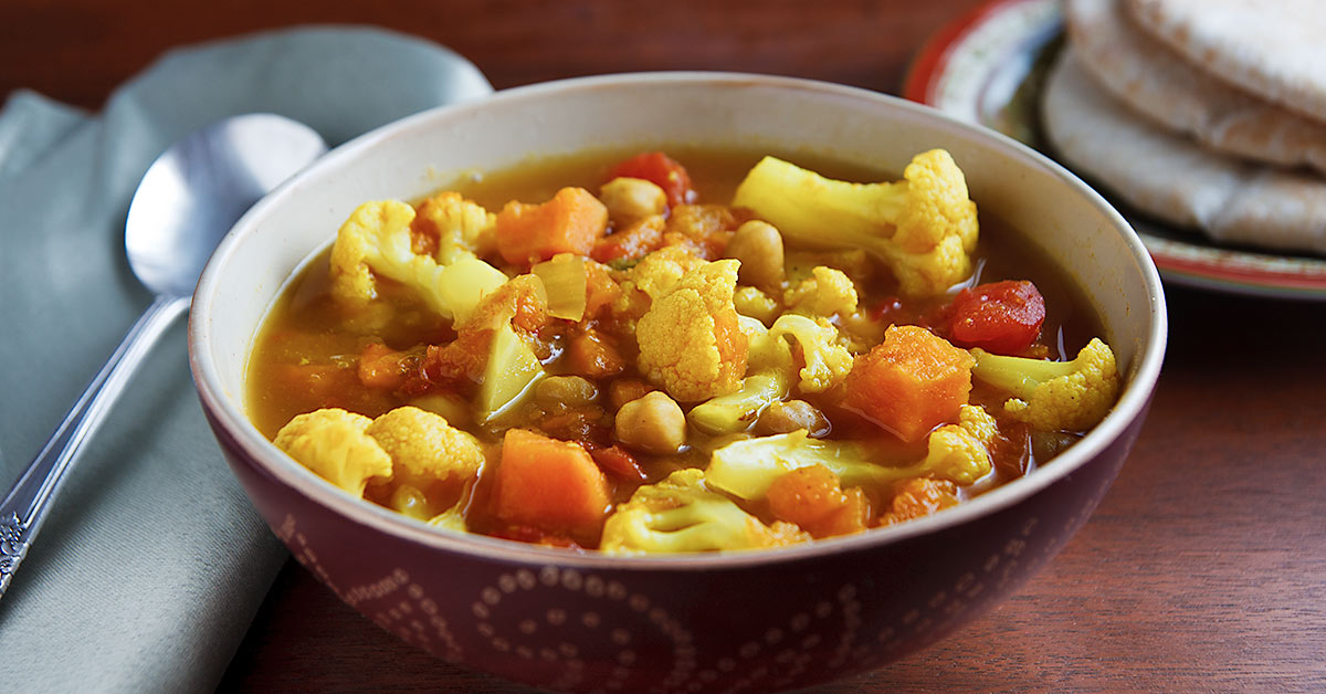 Curried Cauliflower and Sweet Potato Stew