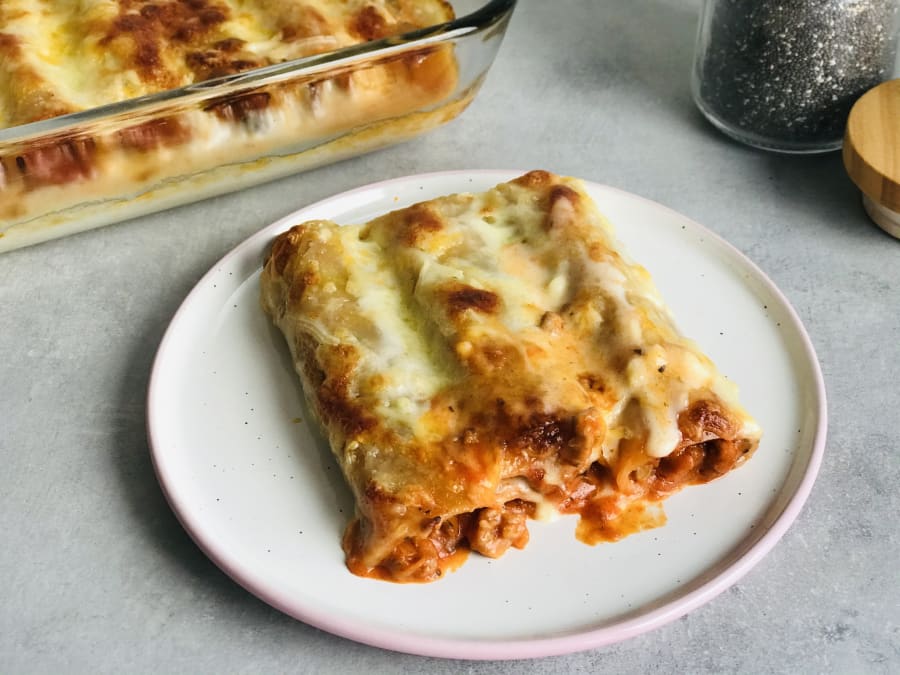 Canelones de carne y champiñones al horno