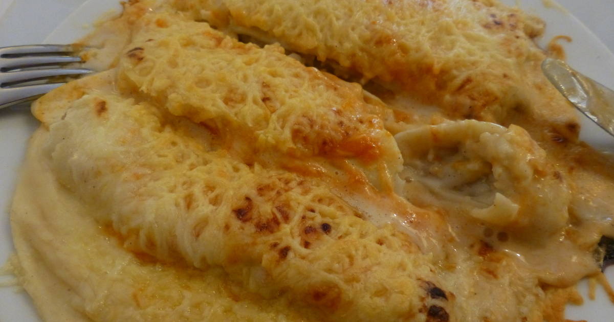 Canelones de gambas al horno