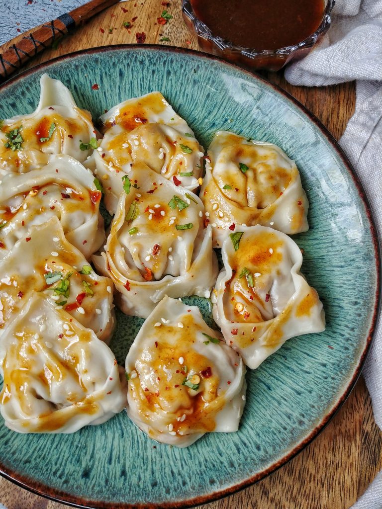 10. Mushroom and Tofu Dumplings in Garlic Sauce