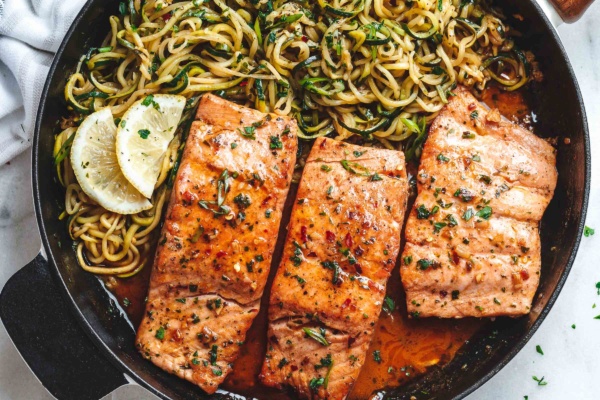 Salmon and Zucchini Noodles