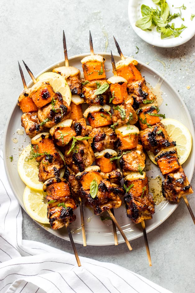 Grilled Chicken and Sweet Potato Skewers
