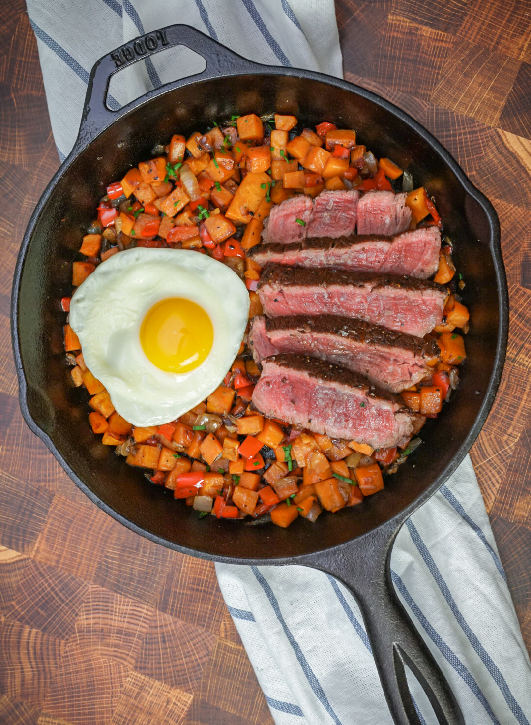 Cube Steak and Sweet Potato Hash