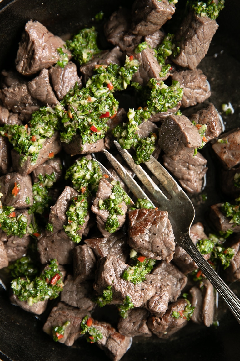 Grilled Cube Steak with Chimichurri Sauce