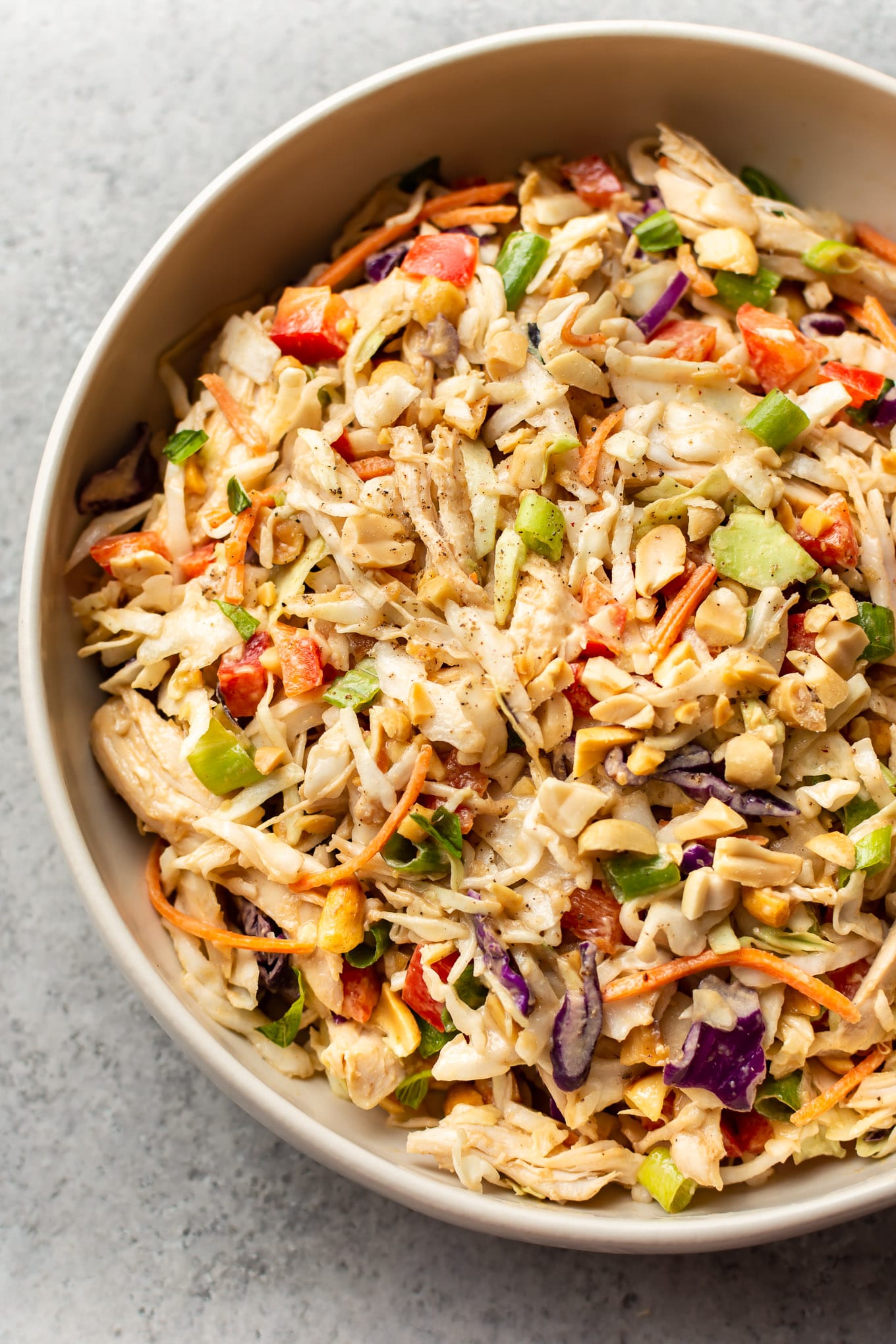 Cabbage and Chicken Salad with Peanut Dressing