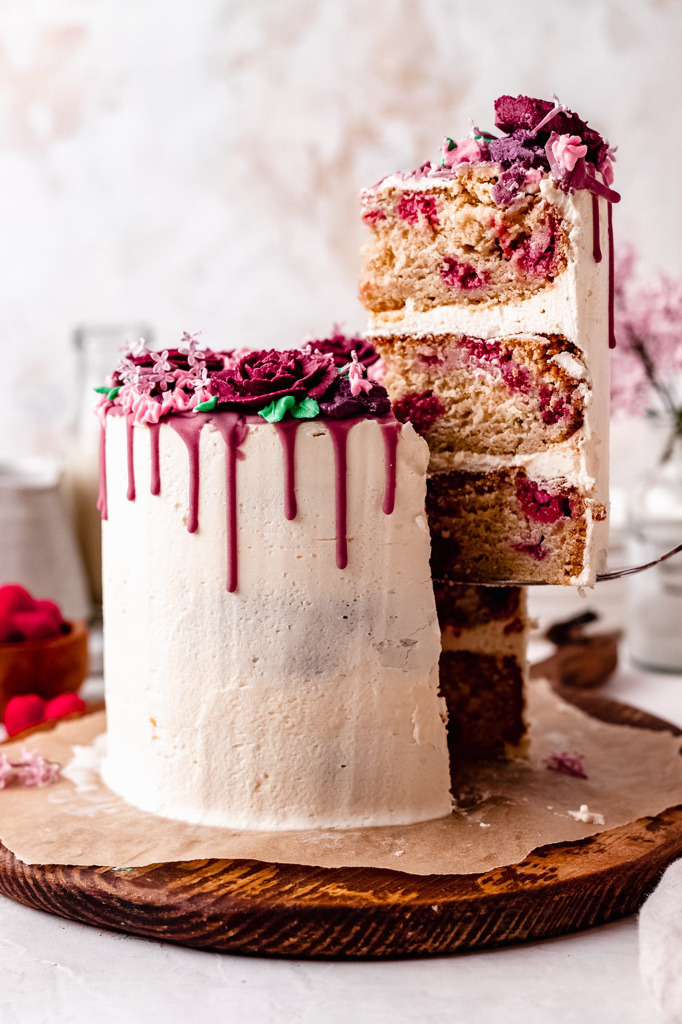 Dairy-Free White Chocolate Raspberry Cake
