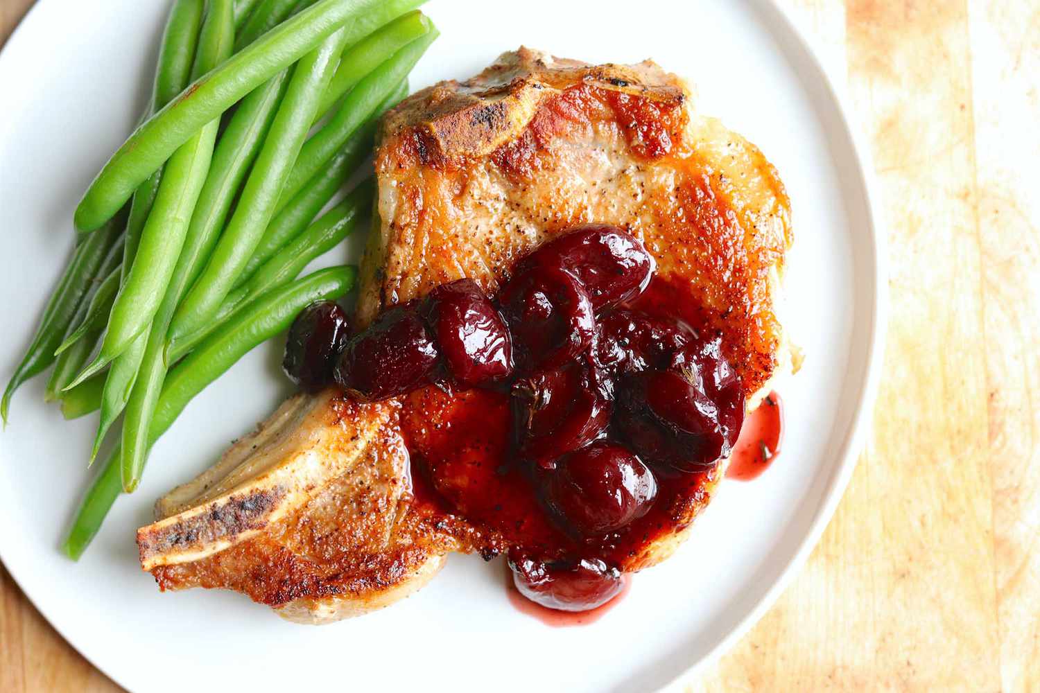 Boneless Pork Chops with Cherry Sauce
