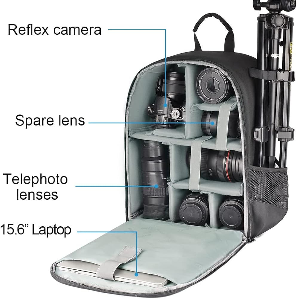 CADeN Camera Bag Backpack with Laptop Compartment 15.6" for DSLR/SLR Mirrorless Camera