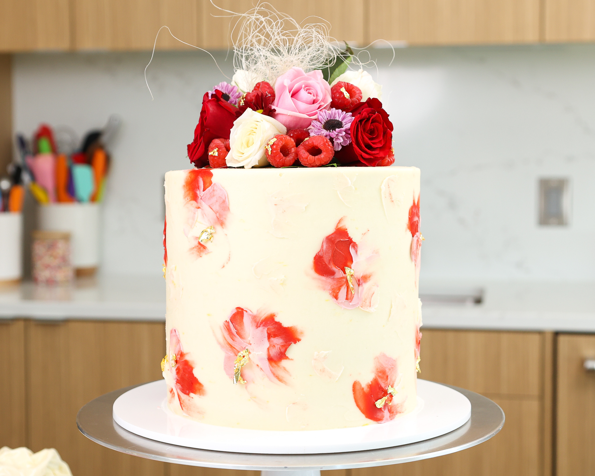 White Chocolate Raspberry Cake with Vanilla Buttercream Frosting