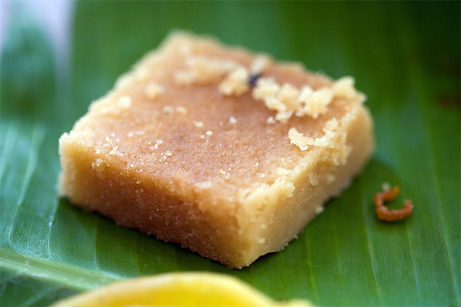 Mysore Pak with Almonds and Pistachios