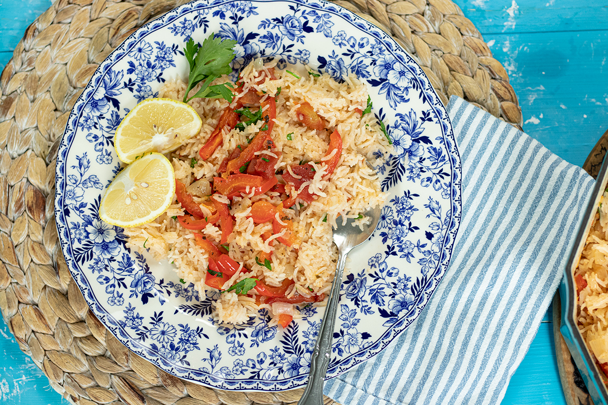 Tomato Rice with Bell Peppers